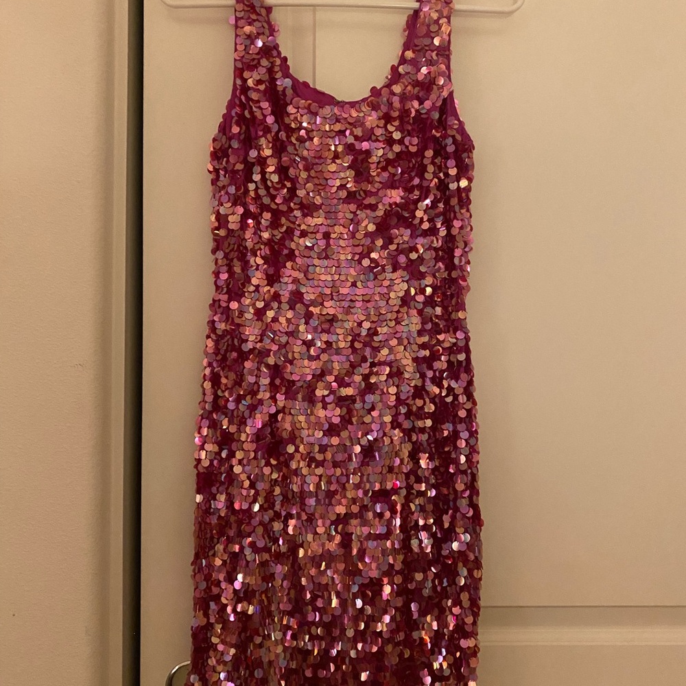 Papell Boutique Pink Sequin Midi Dress